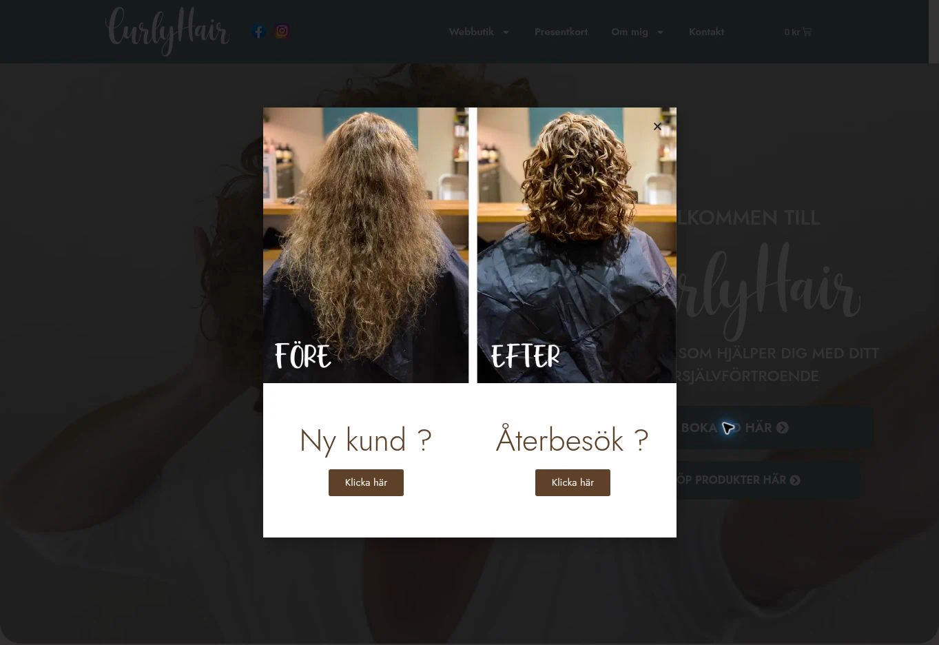 CurlyHair booking chooser for new and returning clients