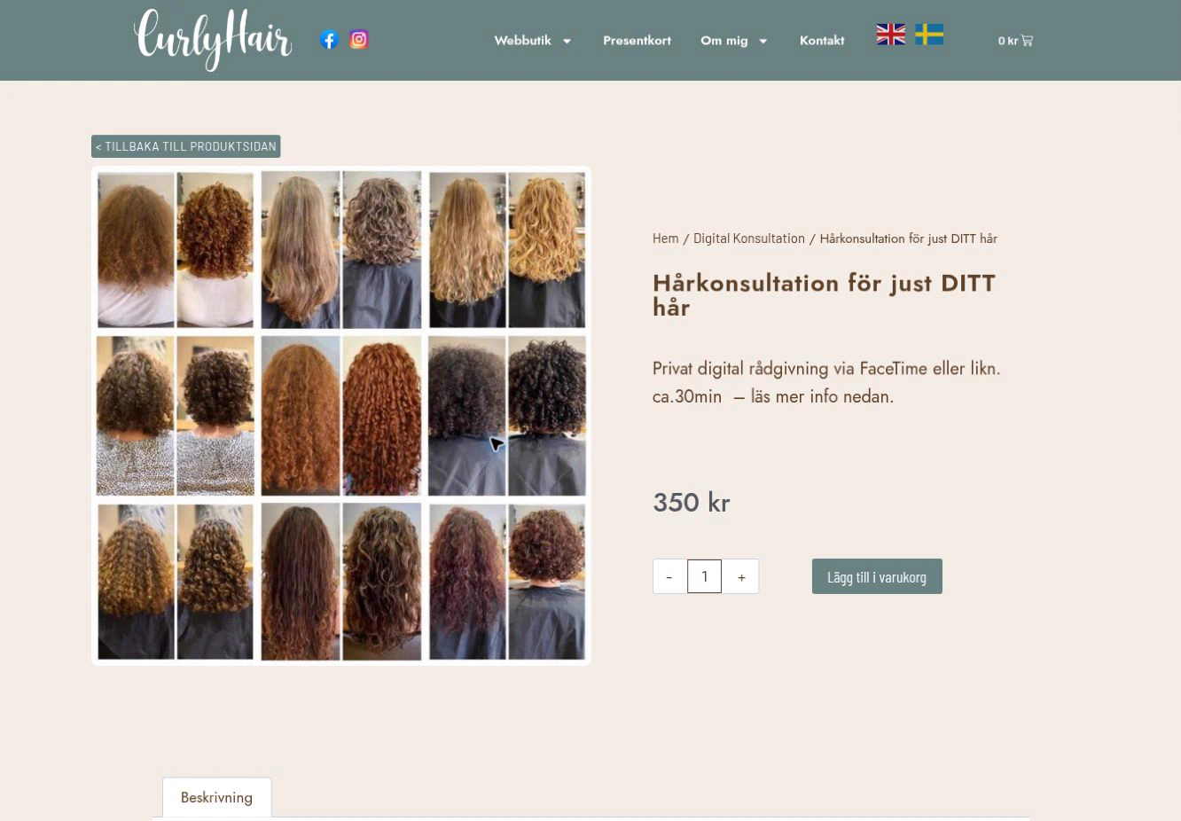 Digital consultation product page with consultation details