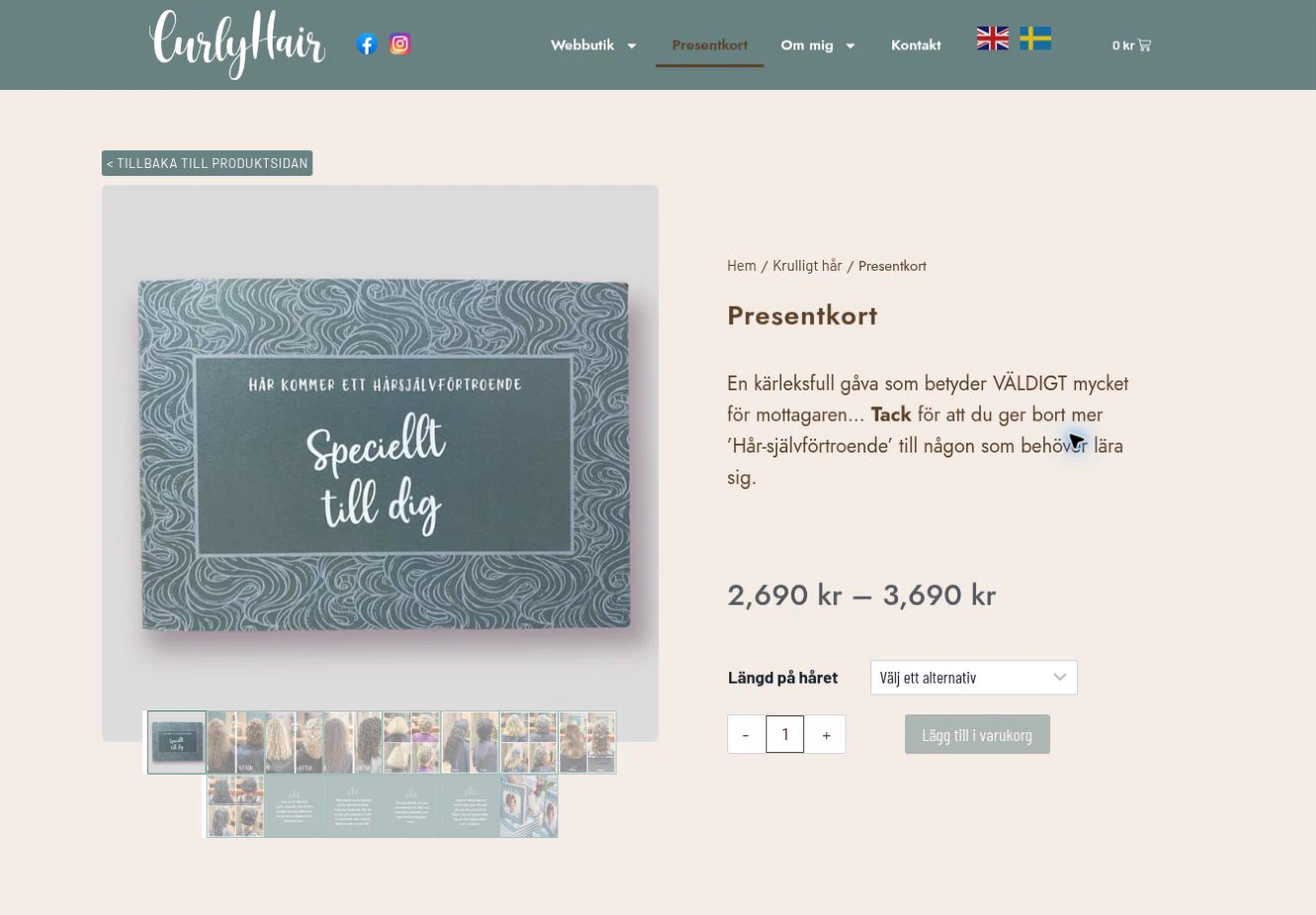 New-client gift card product with hair-length options