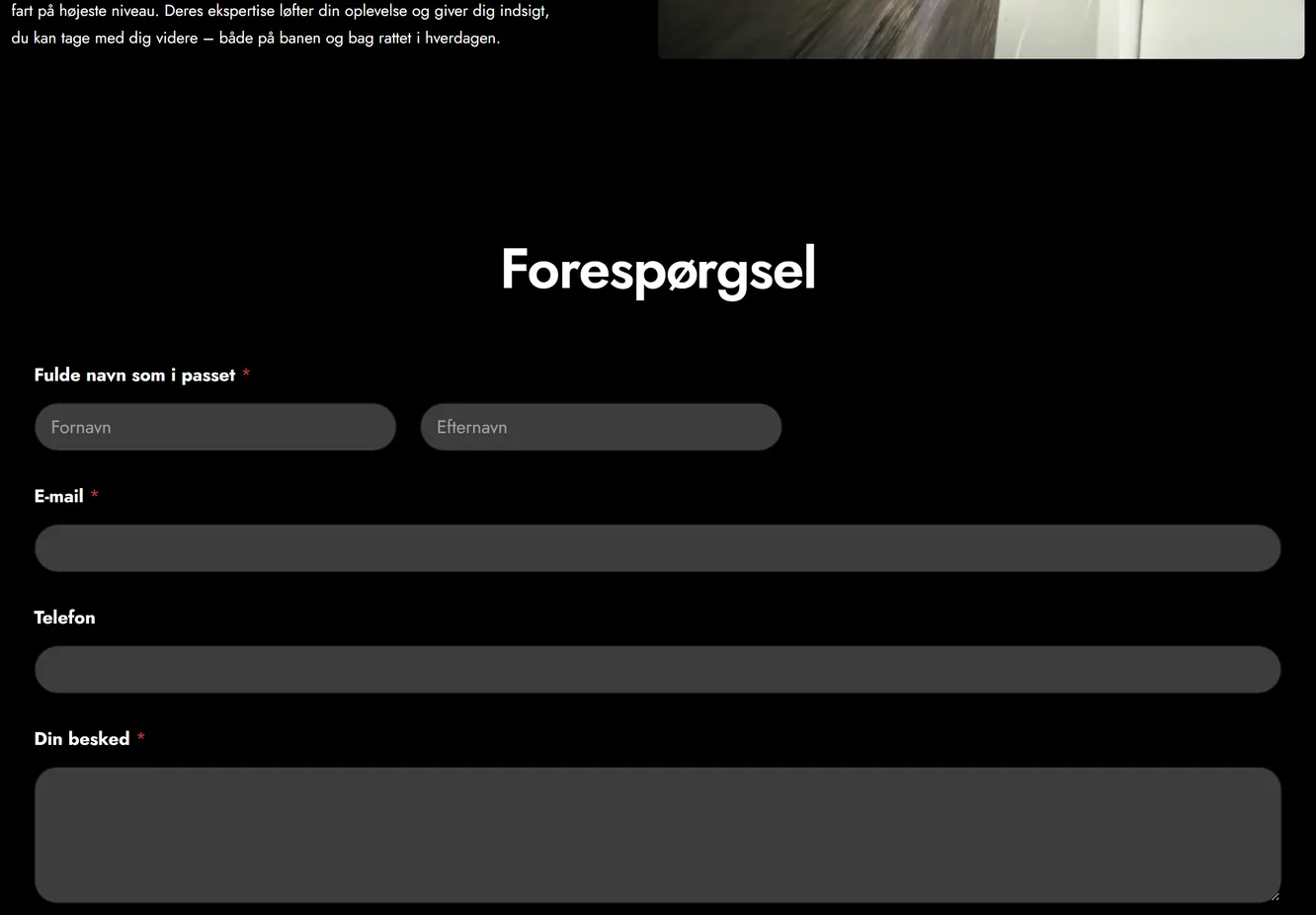 The enquiry form on the Gran Turismo Travel events page