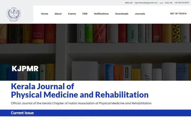 The KJPMR journal page of the IAPMR Kerala website with the journal title and current issue heading