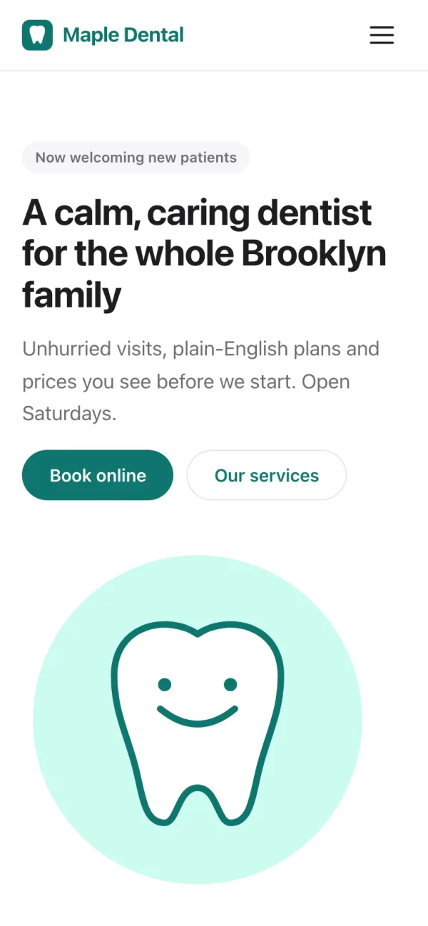 The same demo website on a phone
