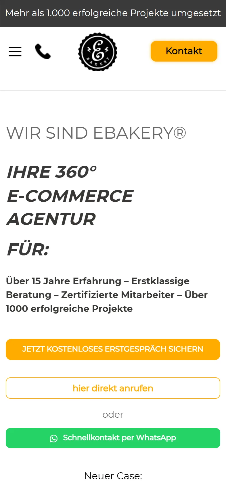 Scrollable preview of the eBakery mobile homepage, from the top of the page to the footer. Part 1 of 11.