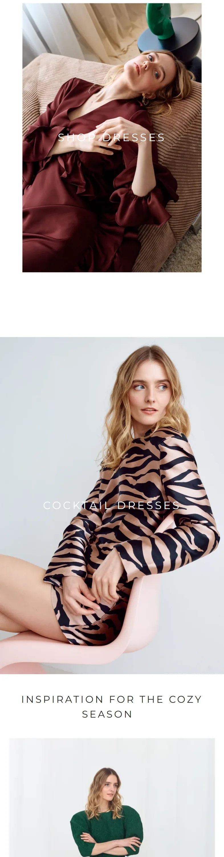 UNDRESS mobile homepage, part 2 of 5